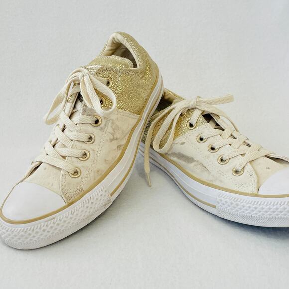 Converse Shoes - Converse All Star Sneakers Womens 9 Gold Cream Skater Shoes Thick Tongue